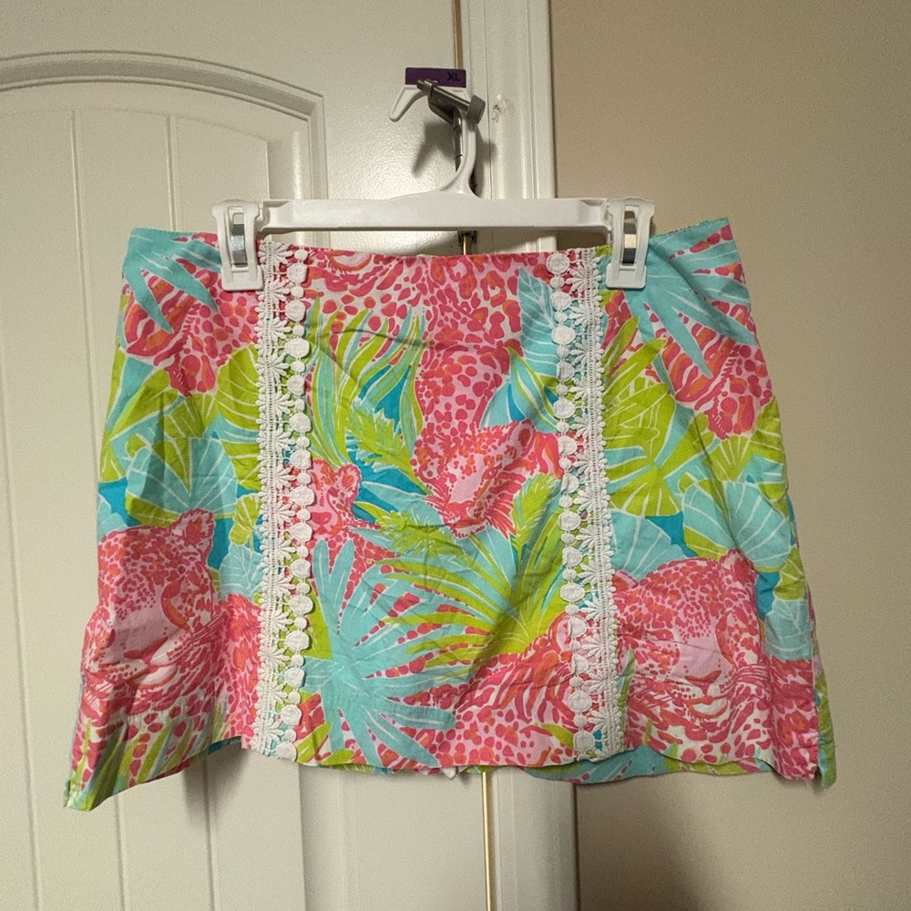 Lilly Pulitzer Pink and Blue Embellished Mini Skirt